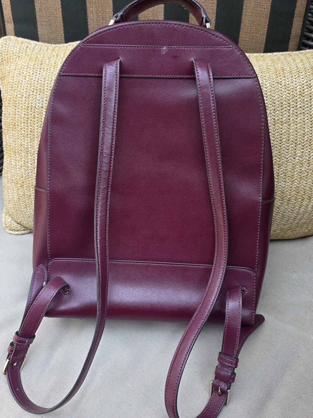 kate spade Burgandy Wine Genuine Leather Backpack with Gold Hardware